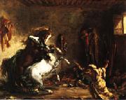 Eugene Delacroix Arabian Horses Fighting in a Stable oil painting picture wholesale